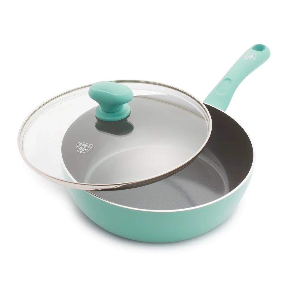 Non-Toxic GreenLife Savory 3Qt. Covered Chef's Pan, Turquoise