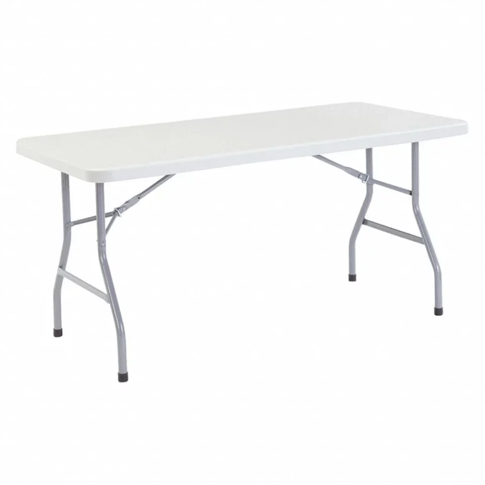 Glass Space-Saving NATIONAL PUBLIC SEATING Rectangle Folding Table, 30 W, 60 L, 29-1/2 H, Blow-molded plastic Top, Speckled Gray