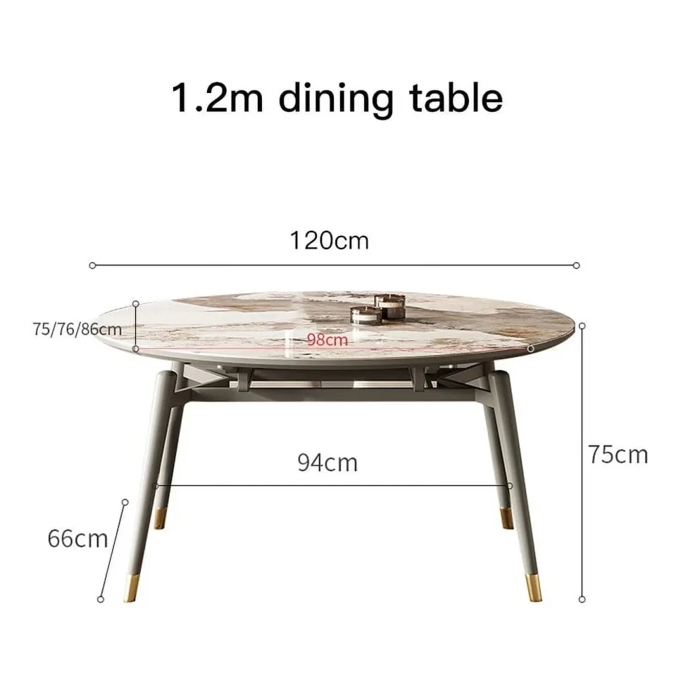 Eco-Friendly Home Solid Wood Dining Table Set 6 Chairs Round Table 1.2m Folding Dining Table Rock Slab Muebles Para El Hogar Furniture GPF50YH