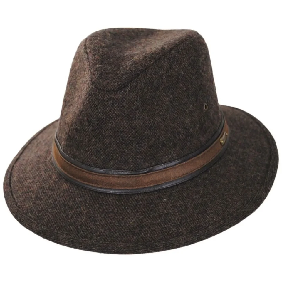 Healthy Outdoor Hoagy Wool Blend Safari Fedora Hat - L - Brown