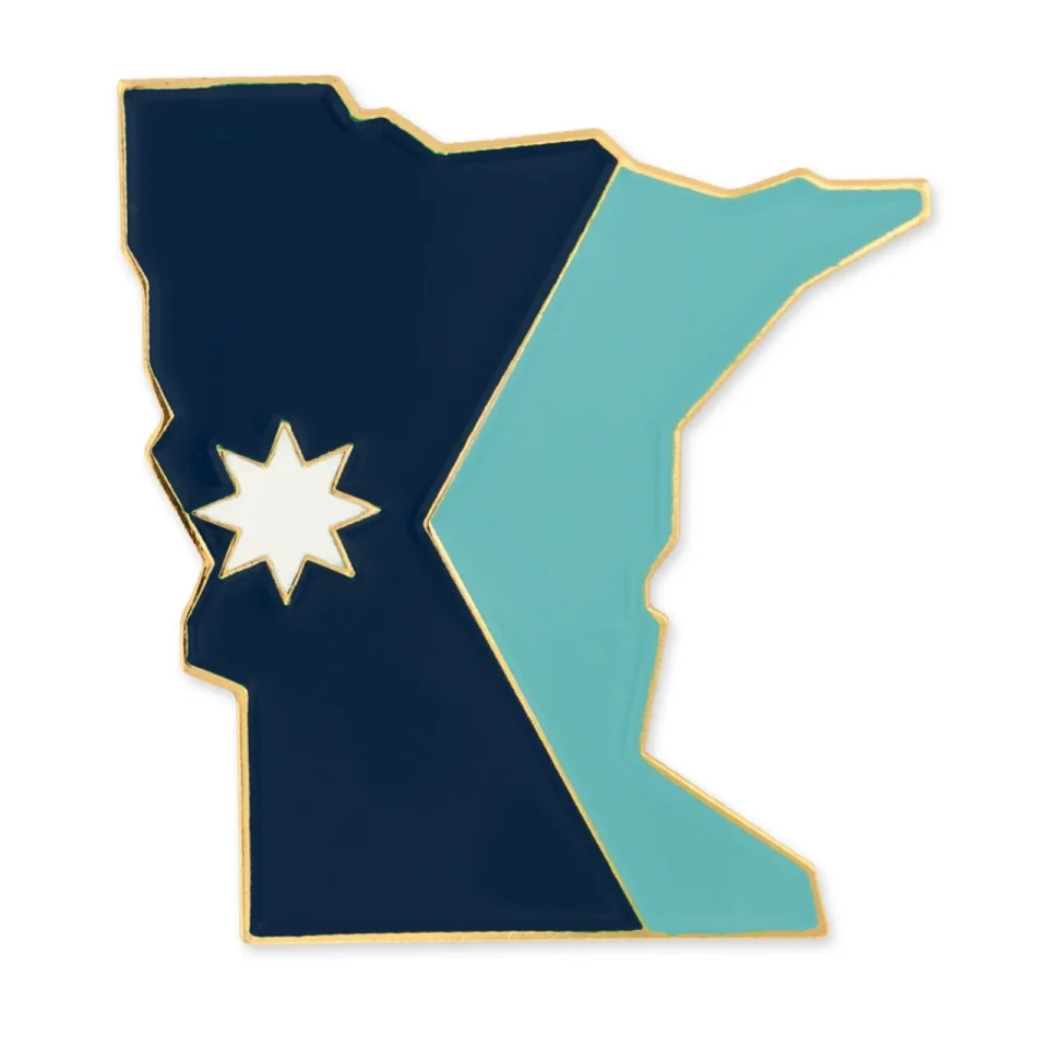 Non-Toxic PinMart Minnesota Shape Flag Lapel Pin ﾨC Complete United States of America Pin Set ﾨC Gold Plated Enamel US State Shirt Pins ﾨC Great Commemorative/Promotional Giftﾡﾭ