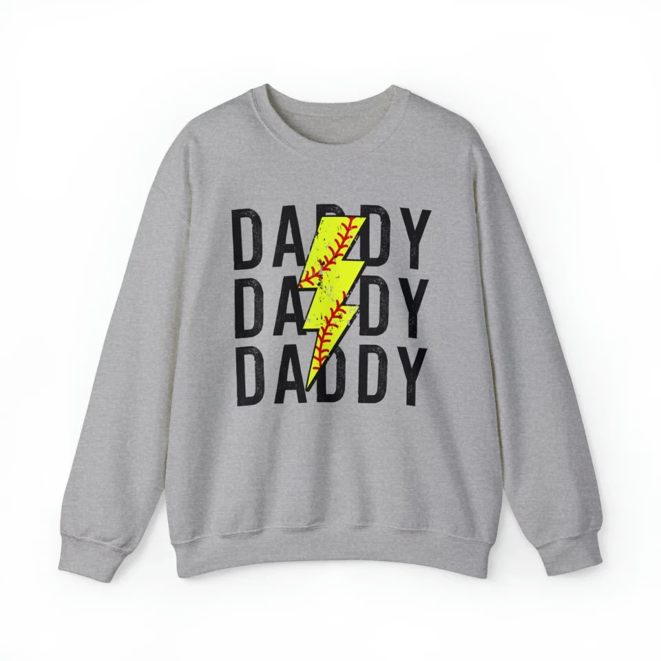 Stainless Steel Silicone Softball Daddy Dad Fathers Day Sweatshirt, Gifts, Crewneck