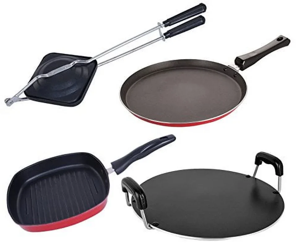 Wooden Multi-Purpose Nirlon 4 Piece Non-Stick Aluminium Kitchenware Combo Set Offer, Ft10_Gp(24)_Rt_Ht