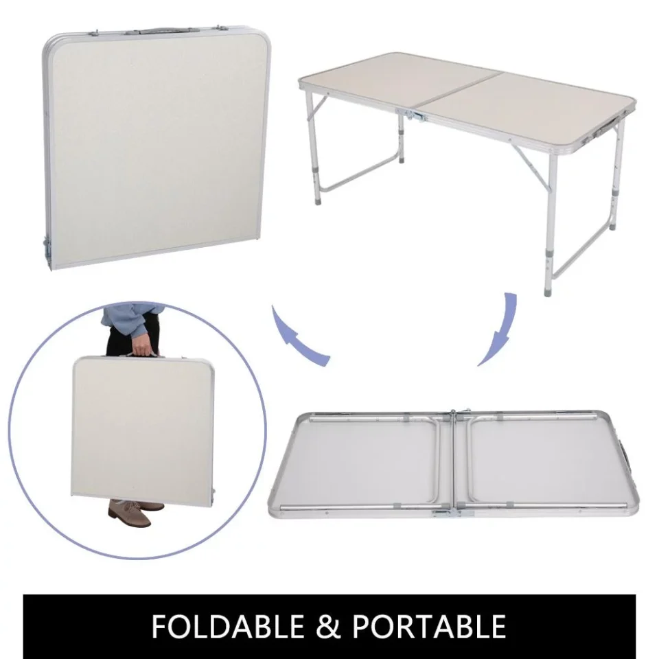 Travel Leak-Proof 4Ft Portable Folding Table Outdoor Picnic Camping Dining Party Indoor