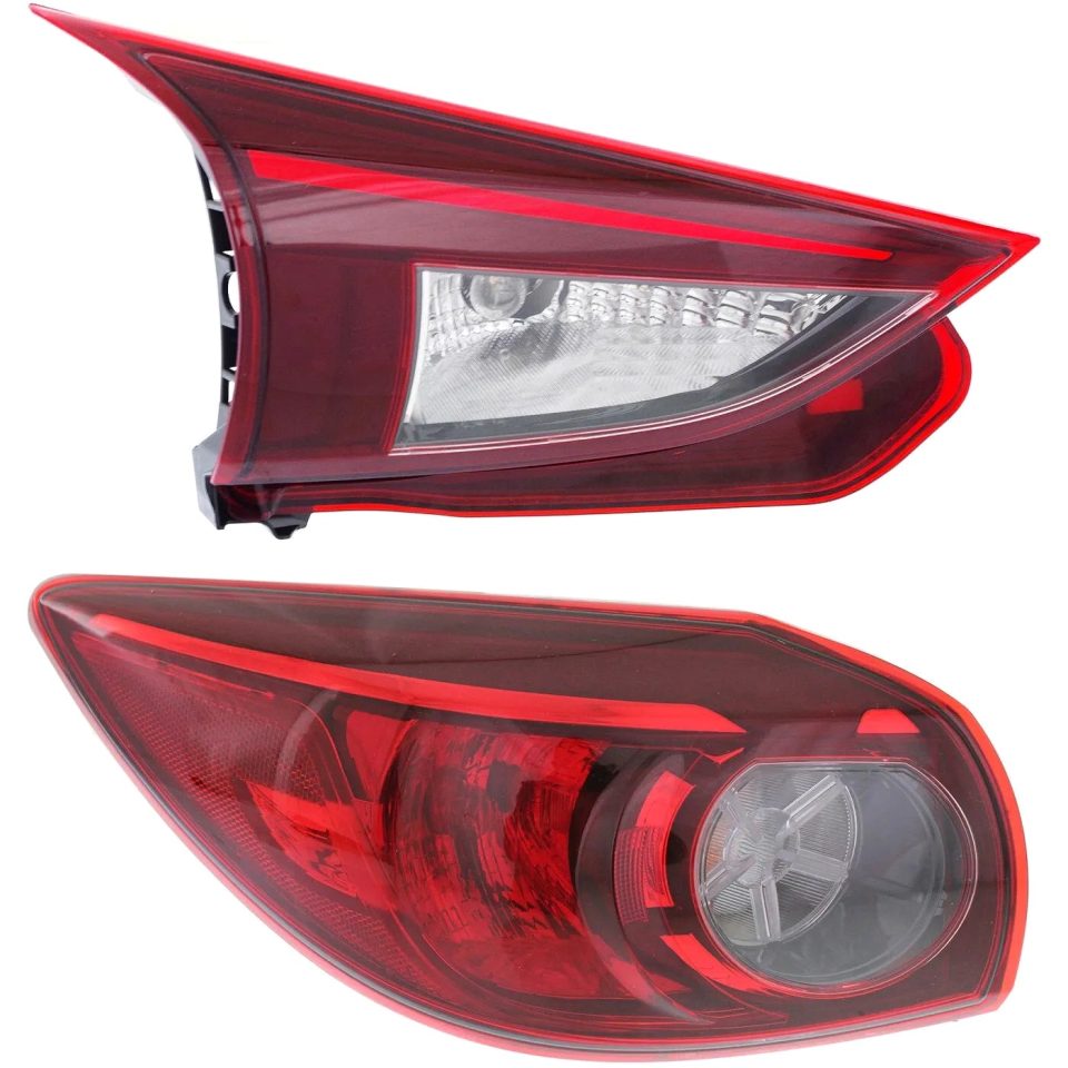 Healthy Cast Iron Tail Light Set For 2014-2018 Mazda 3 3 Sport Left Inner Outer Clear/Red Halogen