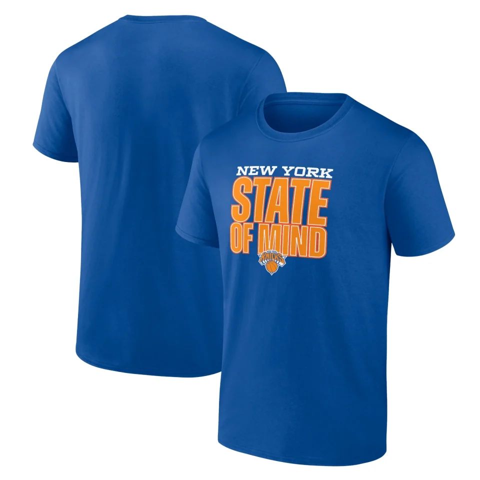 Eco-Friendly Leak-Proof Men's Fanatics Branded Blue New York Knicks Pick & Roll Coverage T-Shirt