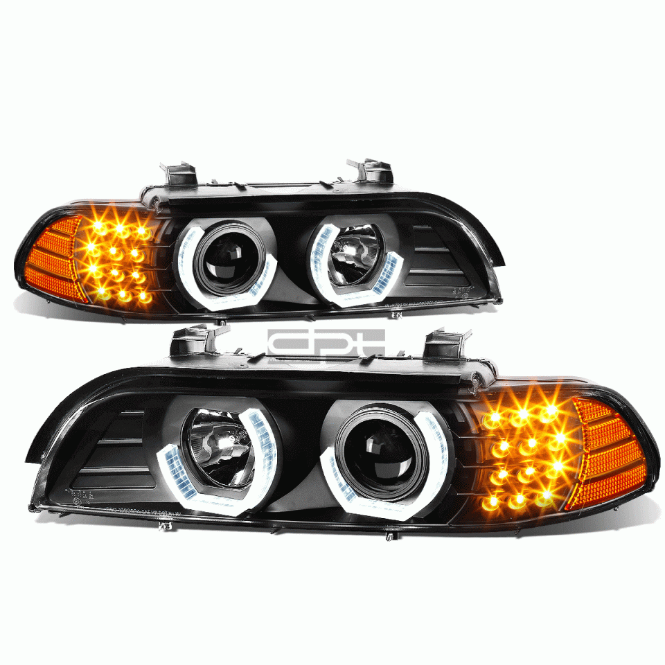 Cleaning 1996-2003 BMW 5-Series E39 LED U -Halo Projector Headlight Head Lamps Black