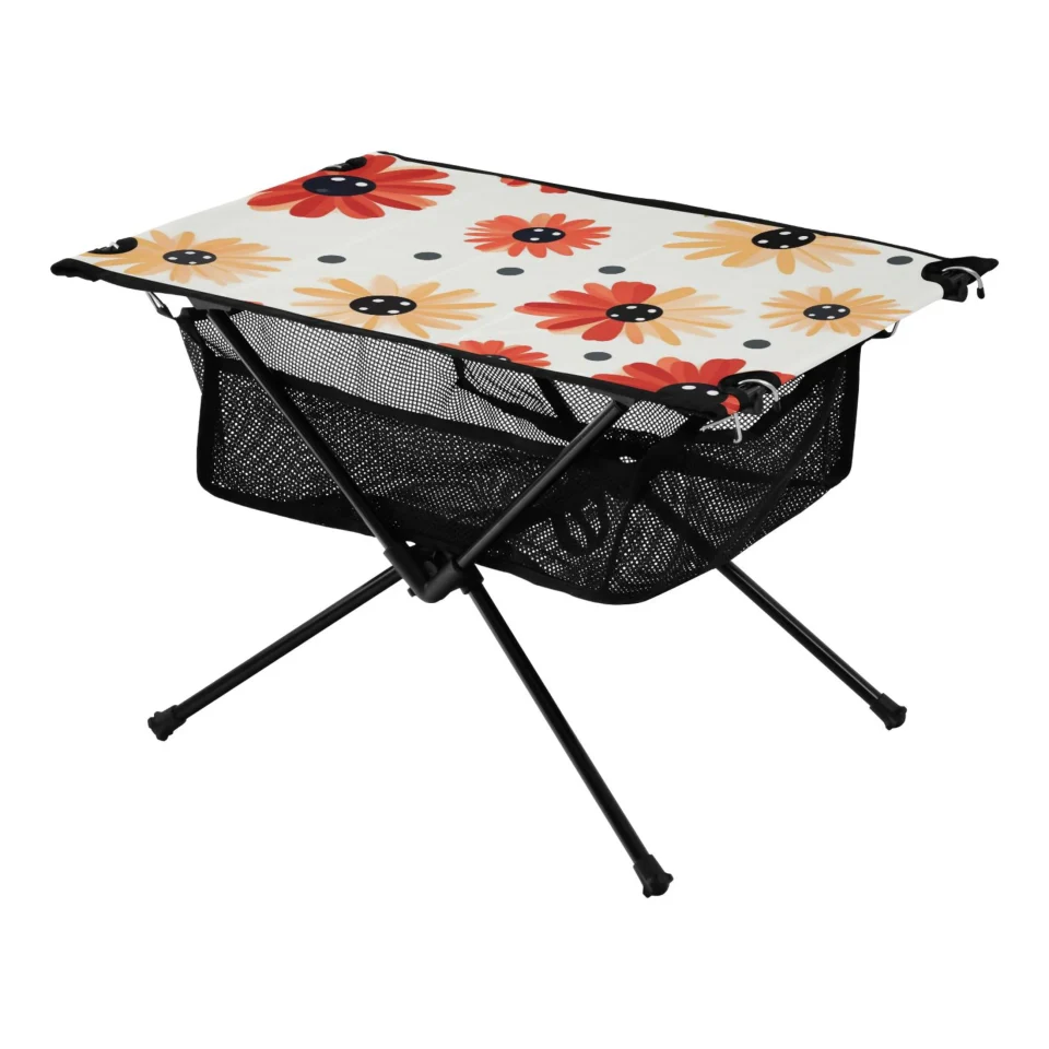 Clear Spring Flowers Camping Folding Table Portable Beach Table with Storage Bag Compact Picnic Table for Outdoor Travel Fishing BBQ