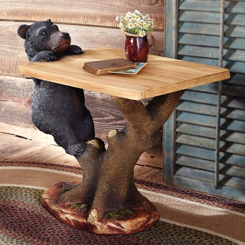 Ultimate - Bear Climing Accent Table For Home, Cabin, Lodge, Living Room - Vintage Rustic Furniture - 27 X 26 X 16