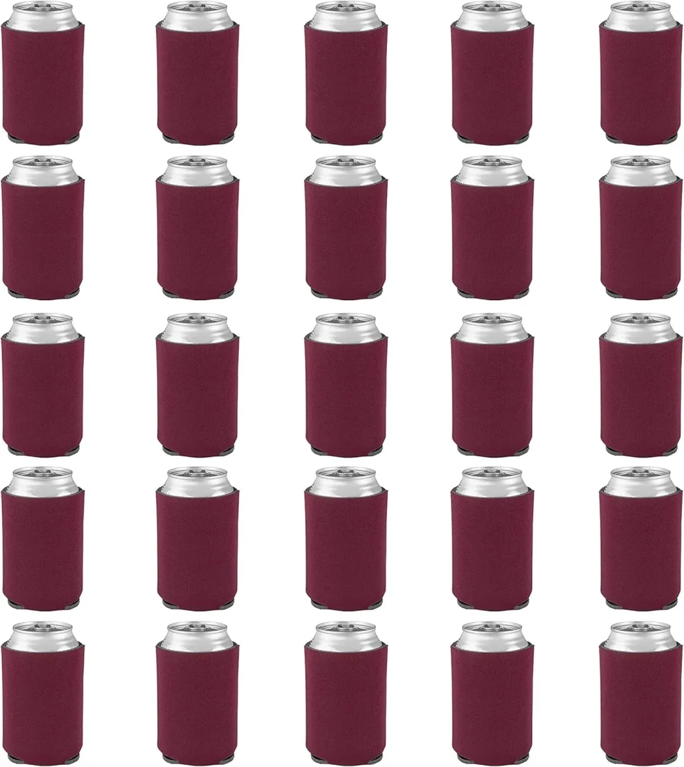 Value Collapsible Can Coolers 4Mm Set Of 25, Bulk Pack - Great For , Soda, Other Beverages - Burgundy