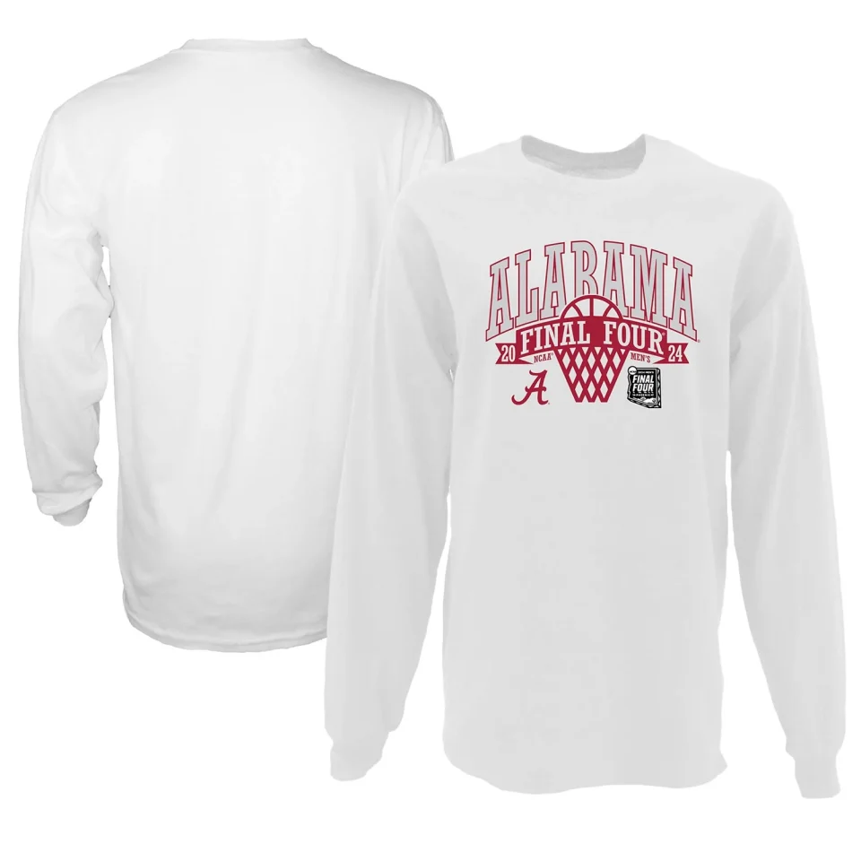 Easy-Clean Women's Blue 84 White Alabama Crimson Tide 2024 NCAA Men's Basketball Tournament March Madness Final Four Oversized Long