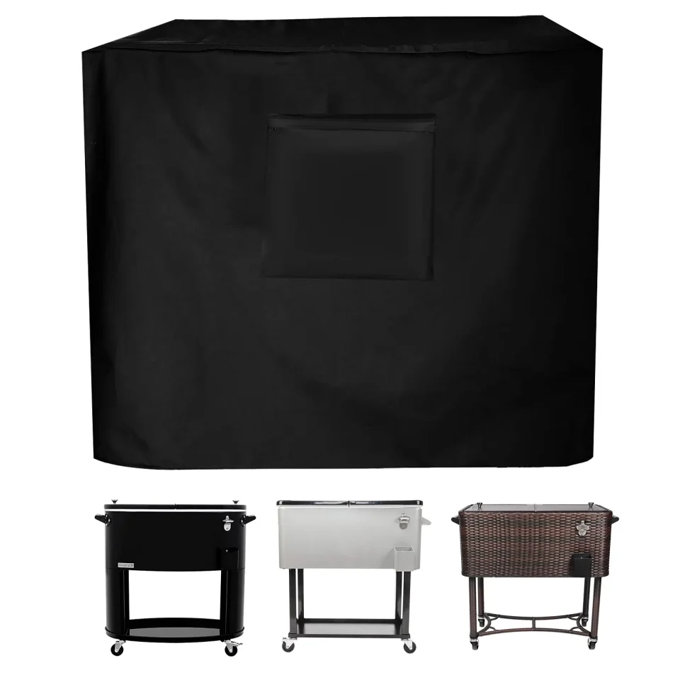 Baking Portable Rolling Cooler Cart Cover, 420D Waterproof Cooler Cart Cover Fits for Most 80-100 Quart Cooler Carts, Outdoor Beverage Cart, Patio Ice Chest Protective Covers, 37��L x 20��W x 36��H