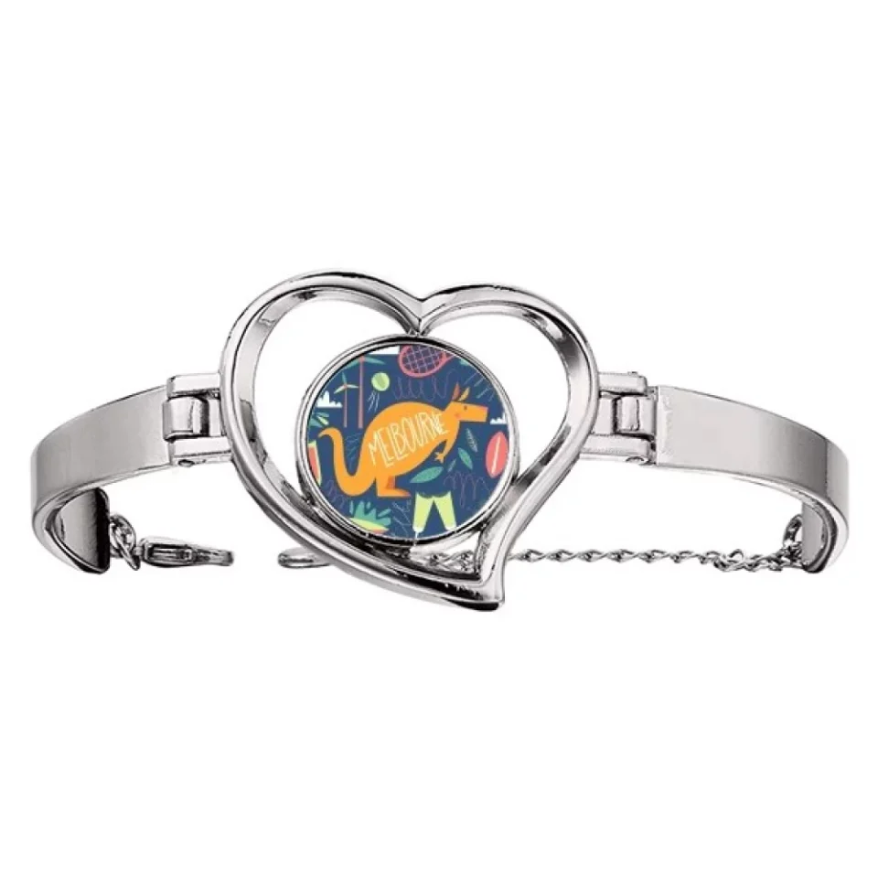 Clear Melbourne Australia Kangaroo Tennis Surfing Bracelet Heart Jewelry Wire Bangle