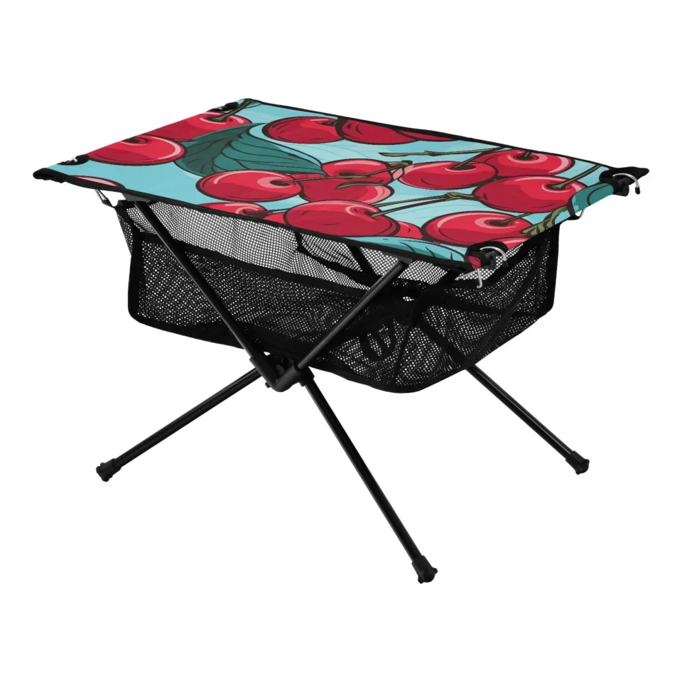 Clear Versatile Cherry Leaf Camping Folding Table Portable Beach Table with Storage Bag Compact Picnic Table for Outdoor Travel Fishing BBQ