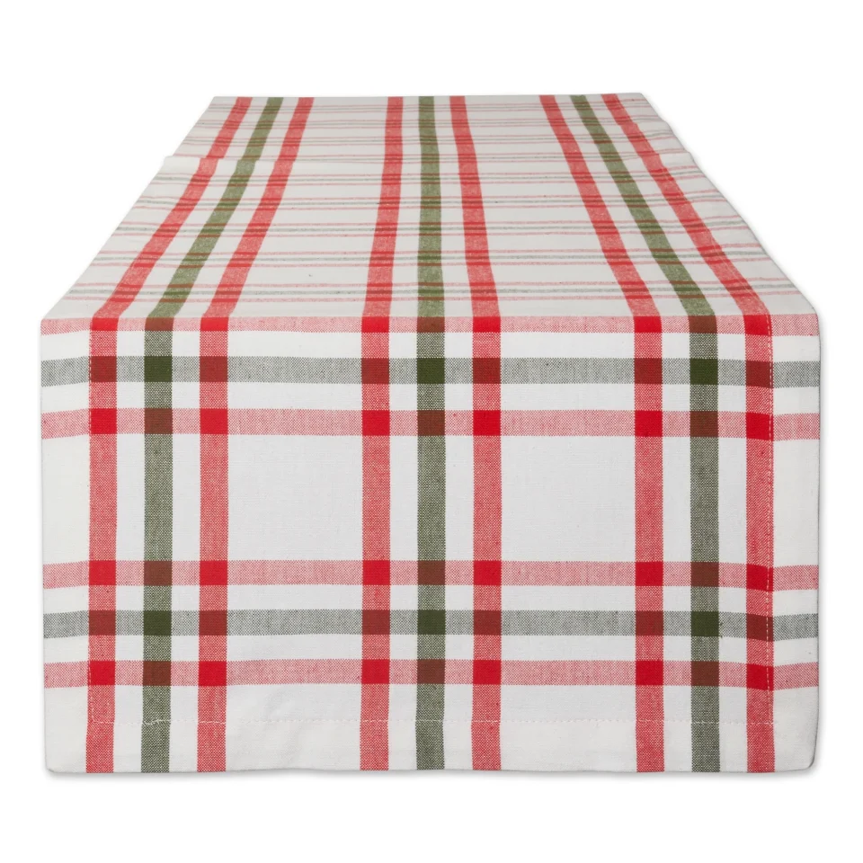 Cast Iron Frosted DII Kitchen & Tabletop Jolly Tree Collection Table Runner, Nutcracker Plaid, 14x108