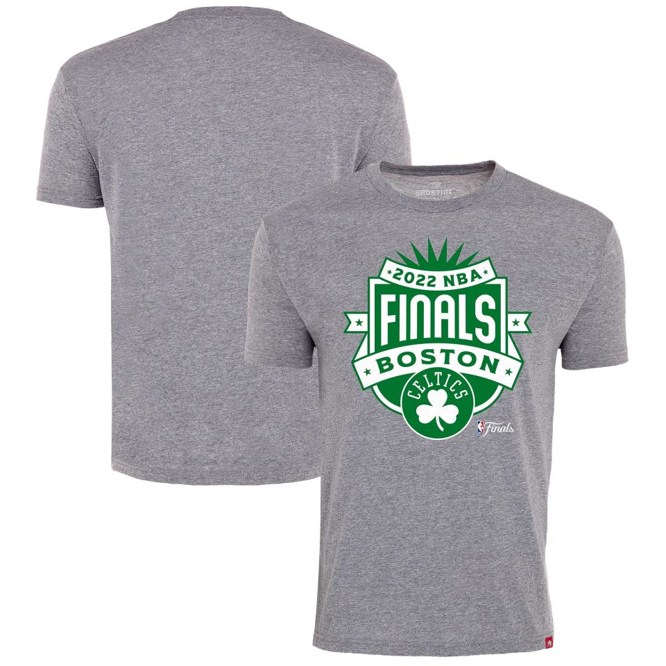 Travel Men's Sportiqe Gray Boston Celtics 2022 NBA Finals Crest Comfy T-Shirt