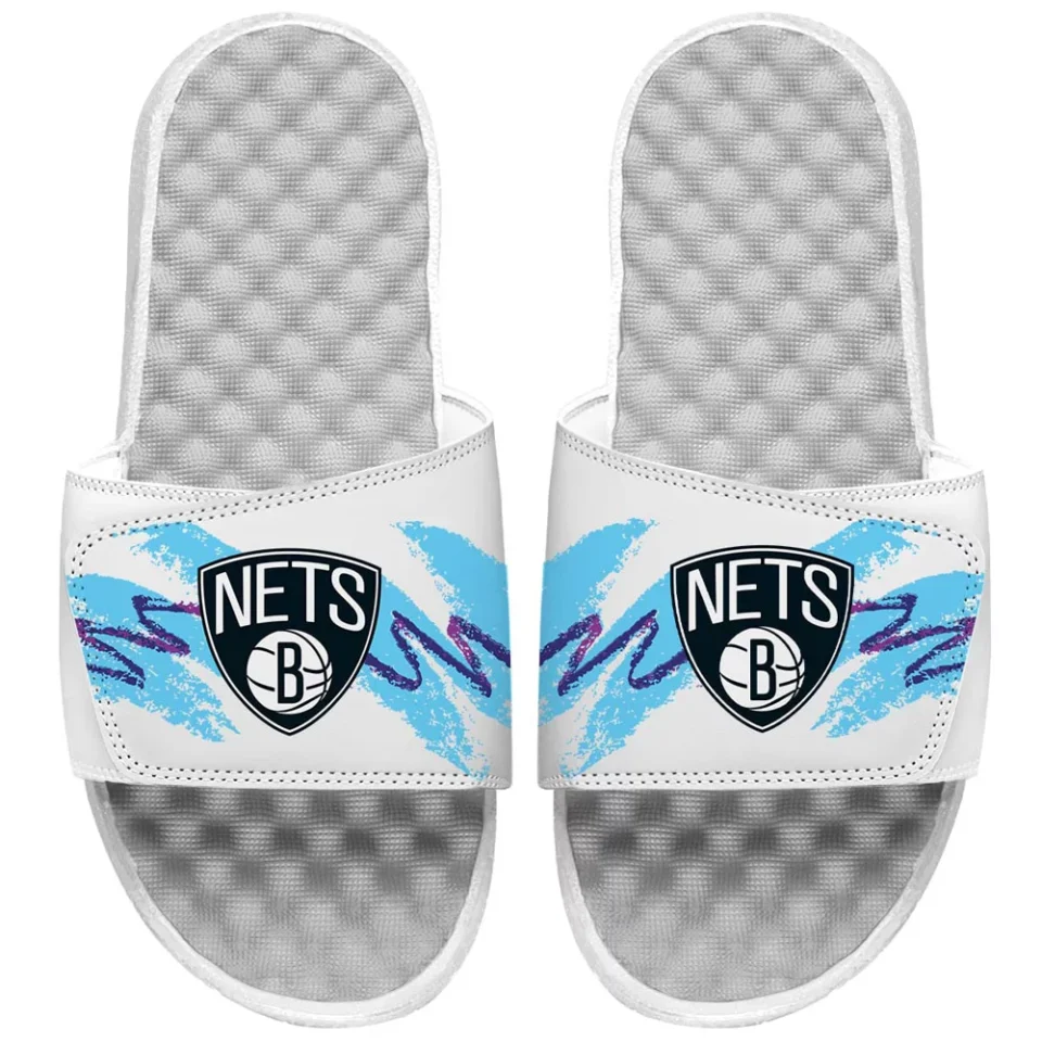 Clear Office Youth ISlide White Brooklyn Nets 90s Paper Cup Slide Sandals