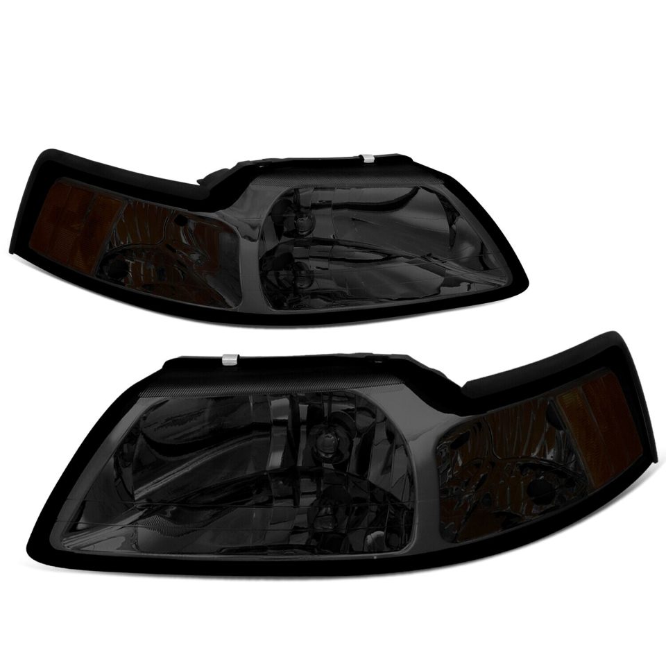 Non-Toxic Glossy 1999-2004 d Mustang Pair Smoked Housing Amber Corner Headlight/Lamp Set