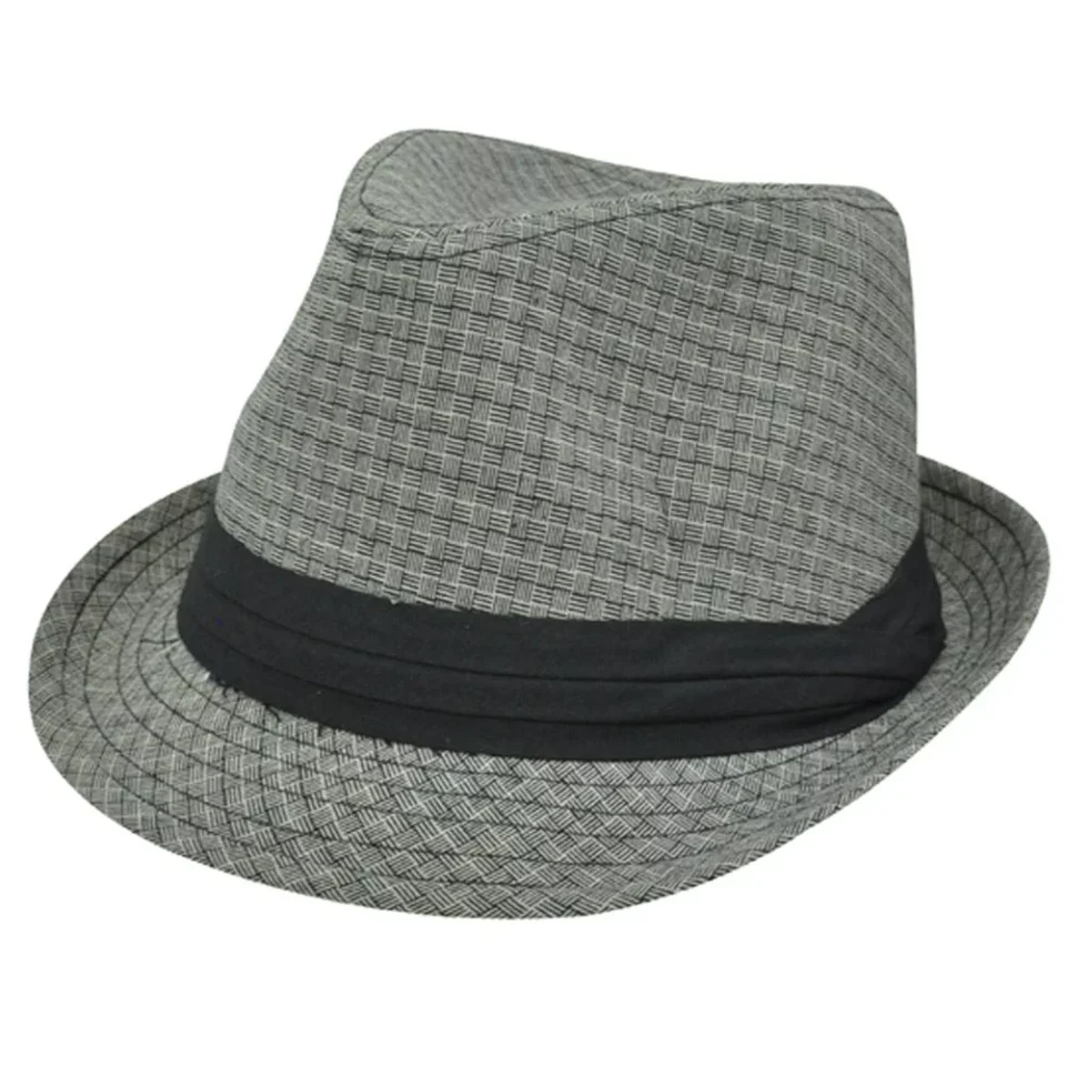 Cleaning Multi-Purpose Small Medium Gray Black Weave Pattern Ribbon Fedora Trilby Stetson Homburg Hat