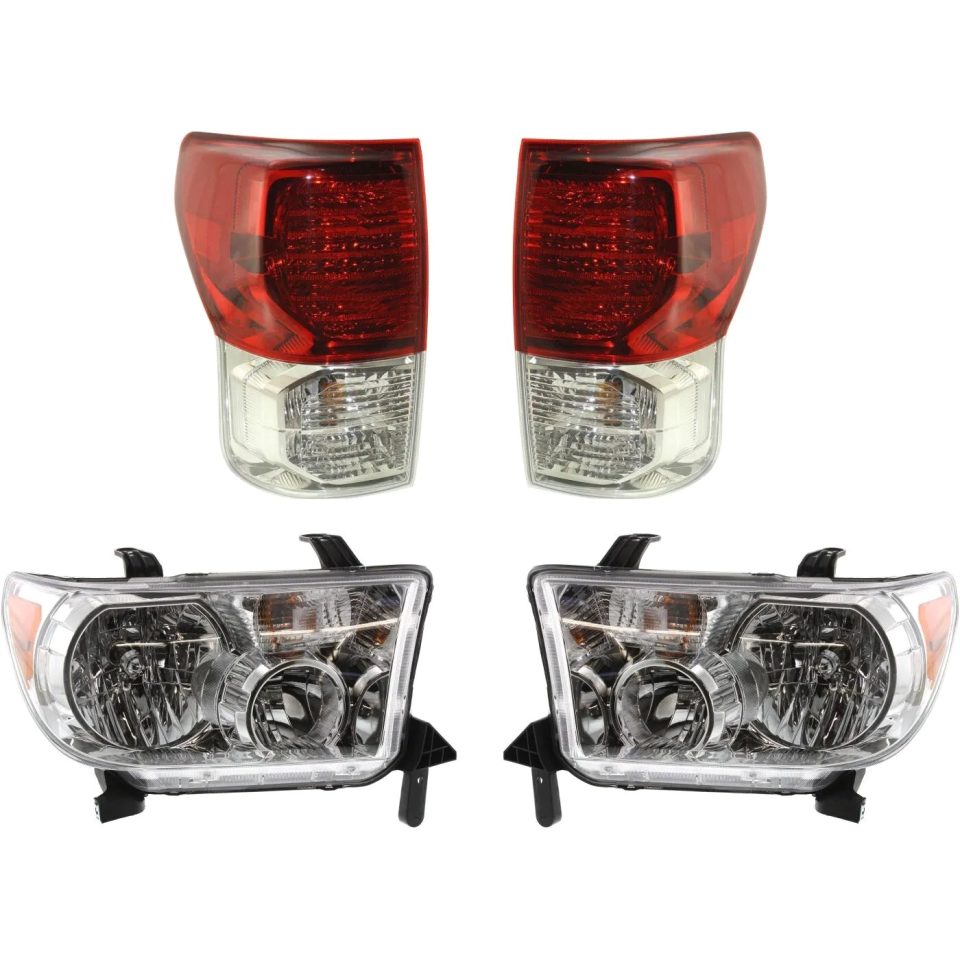 Baking Headlight Kit For 2010-2013 Toyota Tundra Driver and Passenger Side Clear Lens