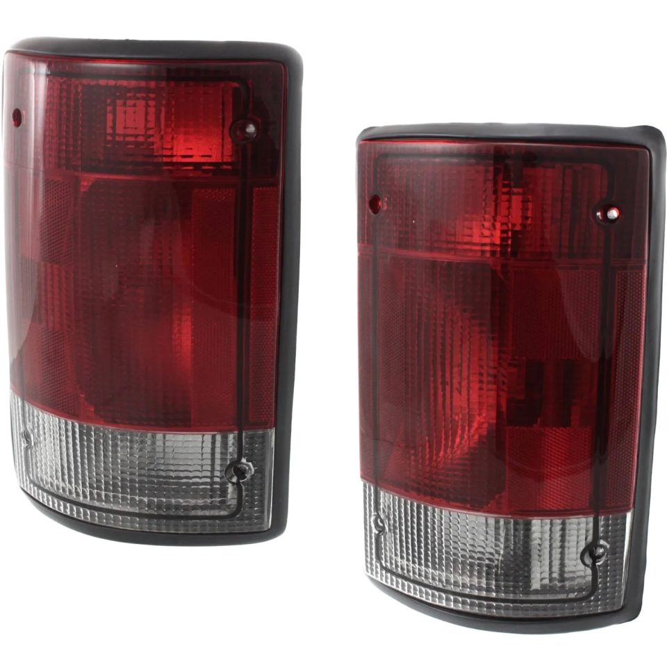 Ceramic Halogen Tail Light Set For 2004-14 Ford E-350 Super Duty Clr/Rd w/Blbs 2Pcs CAPA