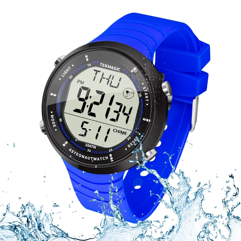 Office Leak-Proof 10 ATM Water Resistant Sports Watch for Swimming and Diving, with Functions of Stopwatch, Countdown, Dual Time, Alarm Clock, 12 and 24 Hour Format Switchable