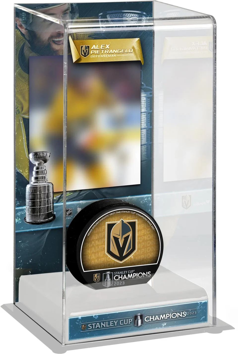 Travel Alex Pietrangelo Vegas Golden Knights 2023 Stanley Cup Champions Logo Deluxe Tall Hockey Puck Case