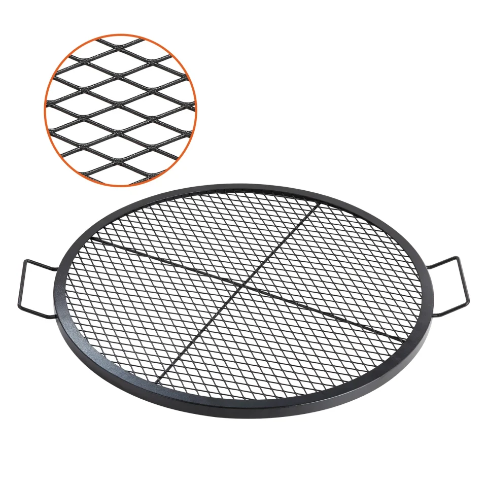 Premium Outdoor SKYSHALO 30 Inch Round Cooking Grate X-Marks Heavy-Duty Steel Fire Pit Grill Grate