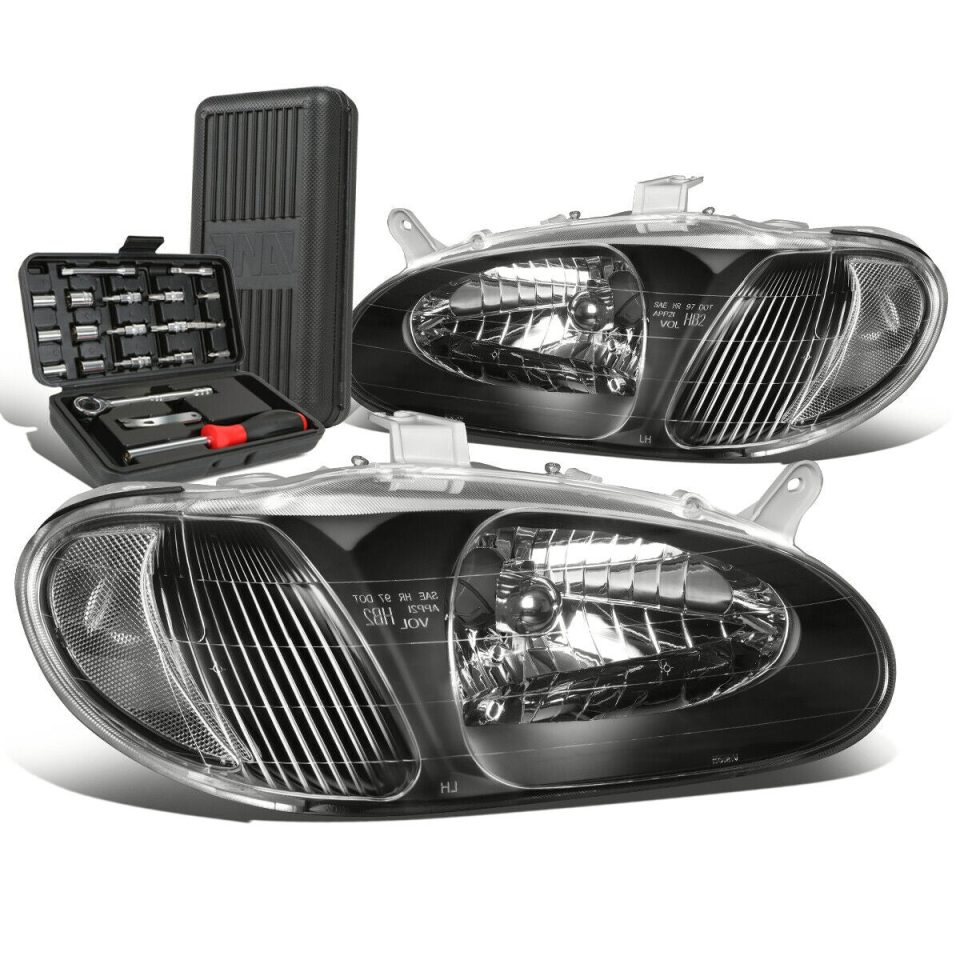 Eco-Friendly Outdoor 1998-2001 Sephia Pair Black Housing Clear Side Headlight Headlamp+Tool Box