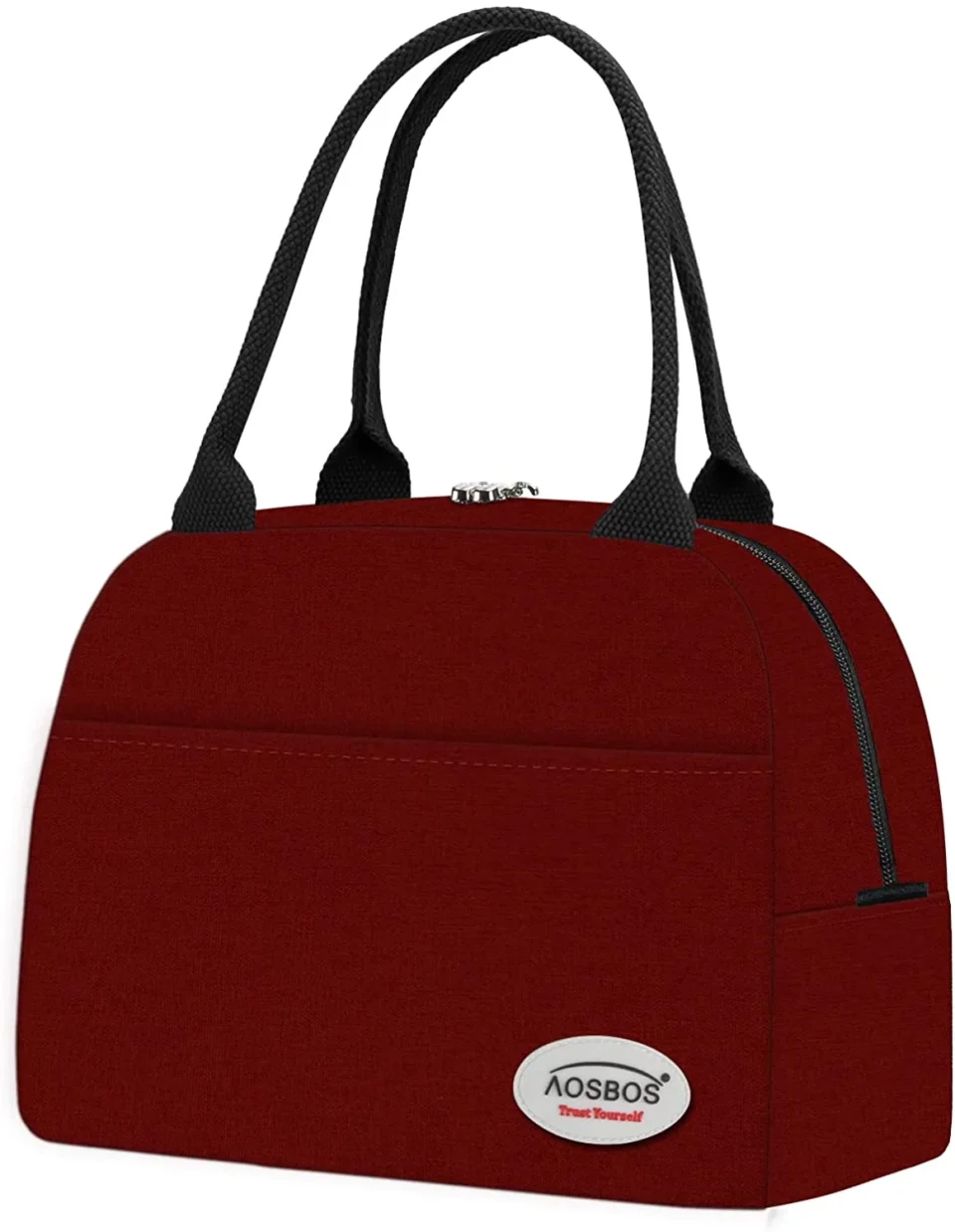 Durable Aosbos Insulated Lunch Bag for Women Lunch Box Reusable Lunch Cooler Adult Work Lunch Tote Wine Red
