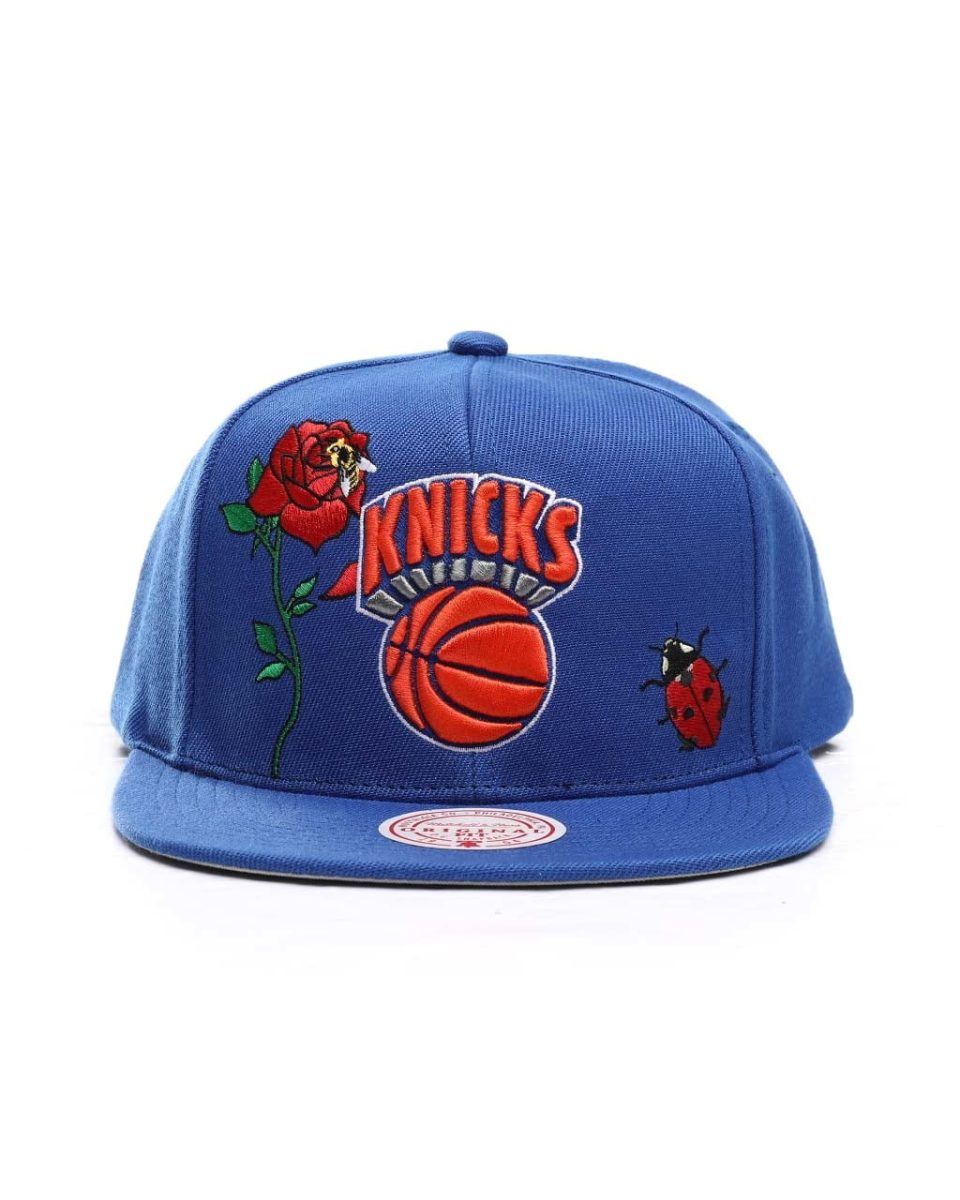 Matte Mitchell & Ness Blue NBA New York Knicks State Flower HWC Snapback Hat - OSFA