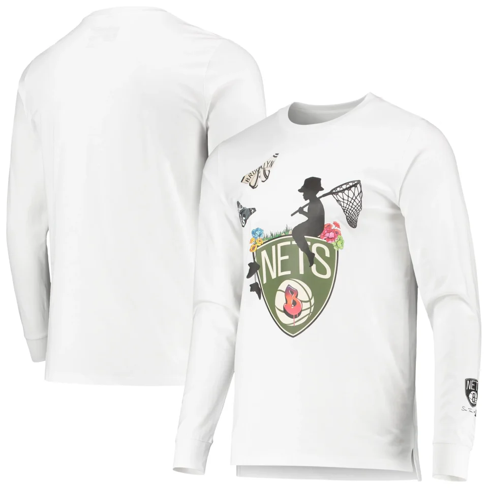 Premium Pure Men's White Brooklyn Nets Sue Tsai Long Sleeve T-Shirt