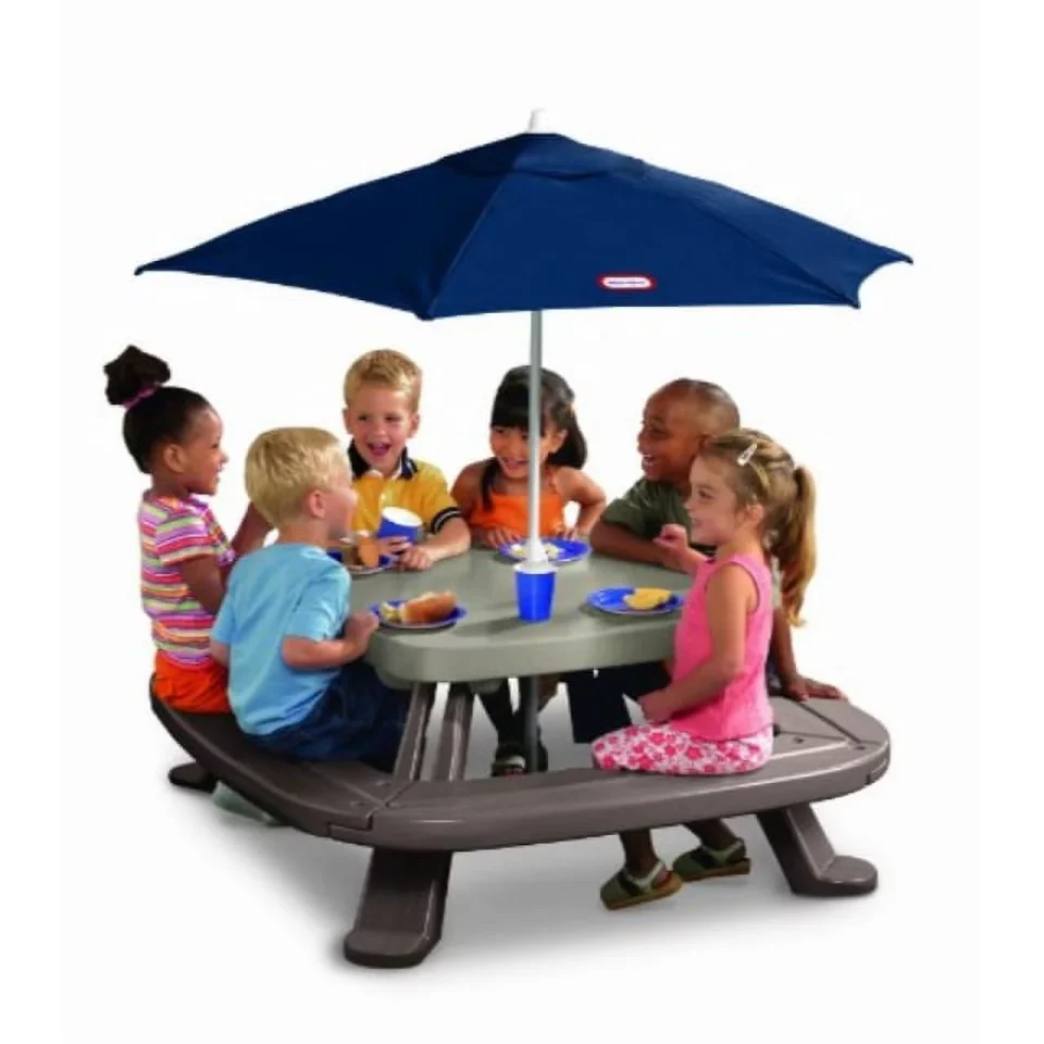 Safe Multi-Purpose little tikes fold 'n store table with market umbrella