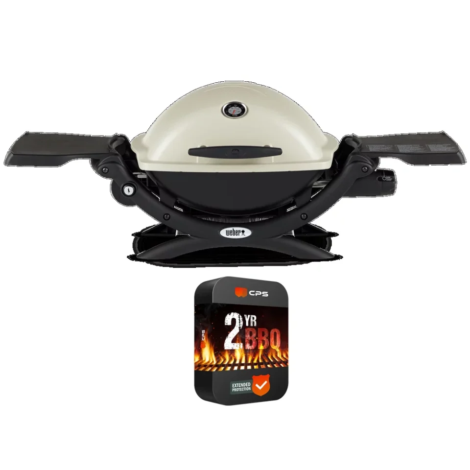 Stainless Steel Weber 51060001 Q1200 Liquid Propane Portable Grill Titanium Bundle with Premium 2 YR CPS Enhanced Protection Pack
