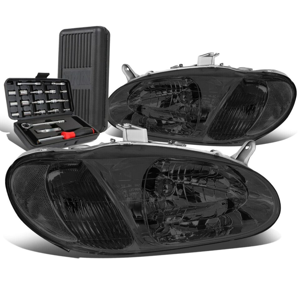 Travel 1998-2001 Sephia Pair Smoked Housing Clear Side Headlight Headlamp+Tool Box